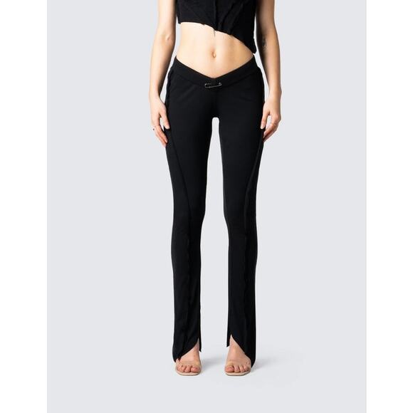 Finesse - Iva Ribbed V Waist Pants in Black - Picture 5 of 5